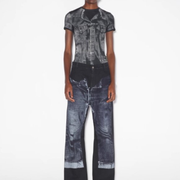 Jean Paul Gaultier – Denim Trompe L'oeil Jeans Black/Gray Size 6 / 8 6/8 FR42 - Picture 10 of 11